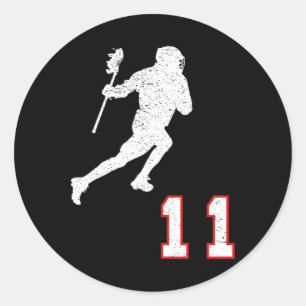 Lacrosse Player Gift Number 11 For Lacrosse Fans Classic Round Sticker