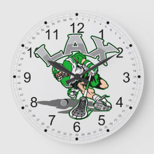 Lacrosse Player Green Uniform Large Clock