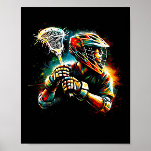 Lacrosse Player Illustration Youth Boys Girls Kids Poster