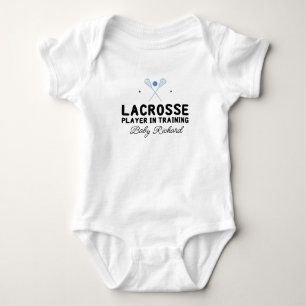 Lacrosse Player in Training Custom Lacrosse Name Baby Bodysuit