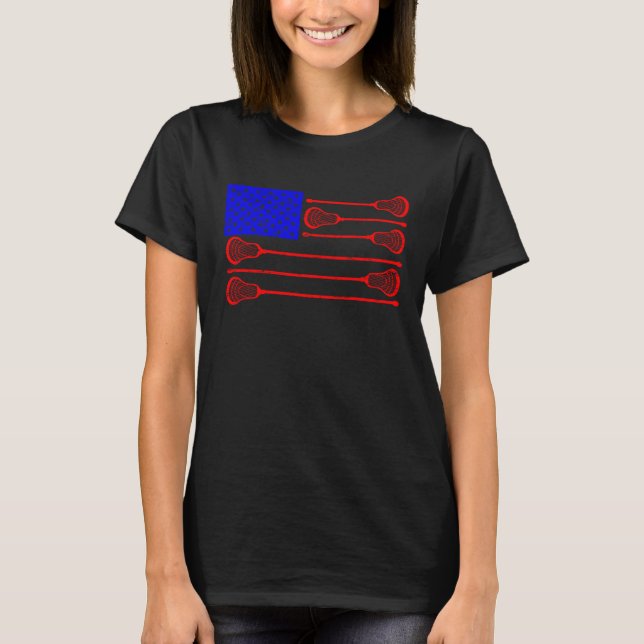 Lacrosse Player Independence Day Lax Patriotic Goa T-Shirt (Front)