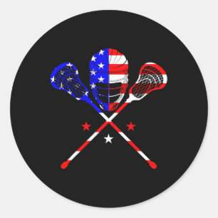 Lacrosse Player Independence Day Patriotic Lax Goa Classic Round Sticker