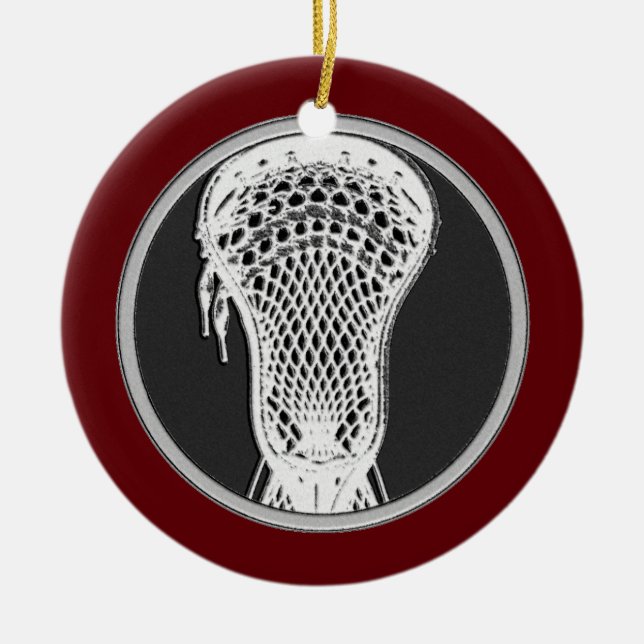 Lacrosse Player Keepsake Ceramic Ornament (Front)