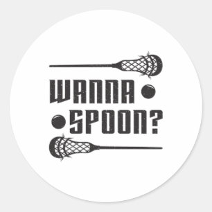 Lacrosse Player Lax Wanna Spoon Funny Gift Idea Classic Round Sticker