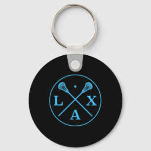 Lacrosse Player Logo - Blue Team Colour Lax Tee  Key Ring