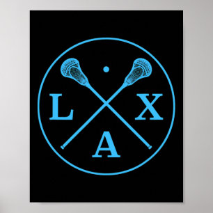 Lacrosse Player Logo - Blue Team Colour Lax Tee Poster