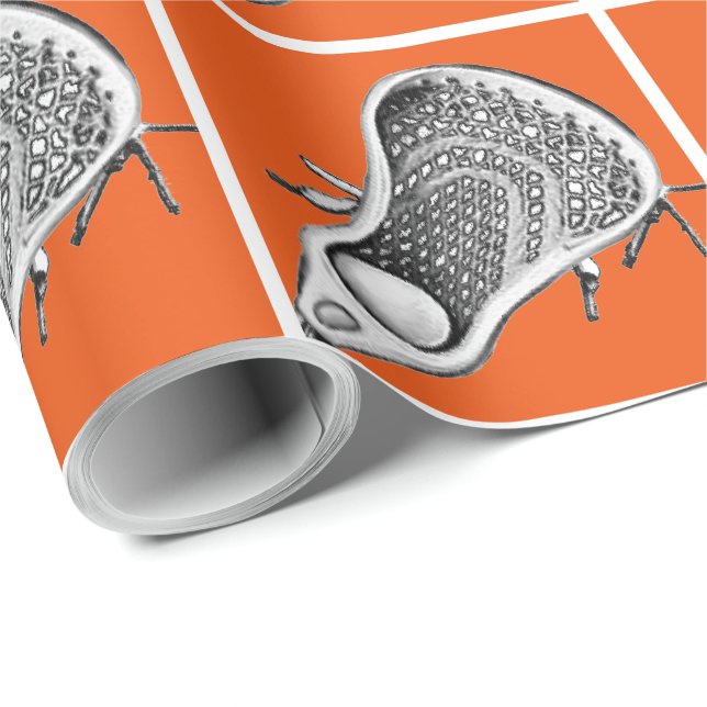 Lacrosse Player Orange Gift Wrapping Paper (Roll Corner)