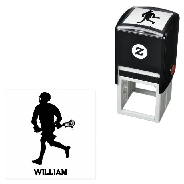 Lacrosse Player Personalised Name Self-inking Stamp (In Situ)