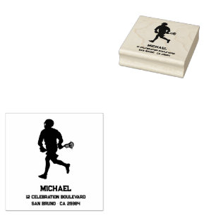 Lacrosse Player Personalised Rubber Stamp