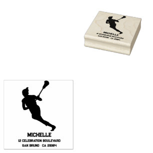 Lacrosse Player Personalised Rubber Stamp