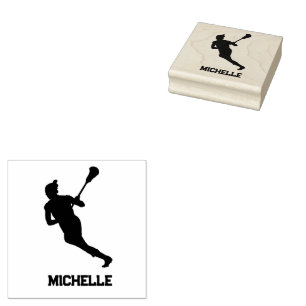 Lacrosse Player Personalised Rubber Stamp