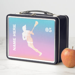 Lacrosse Player Personalized Name  Metal Lunch Box