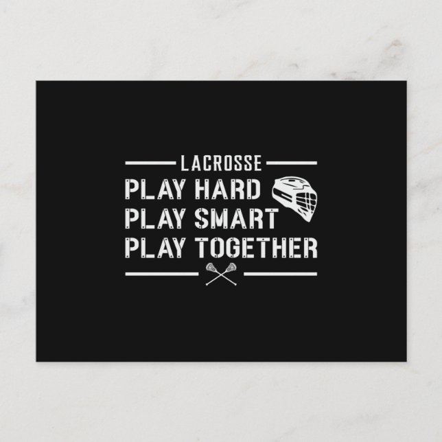 Lacrosse Player Play Hard Play Smart Funny Gift Postcard (Front)
