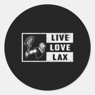Lacrosse Player Sport Live Love Lax Funny Gift Classic Round Sticker