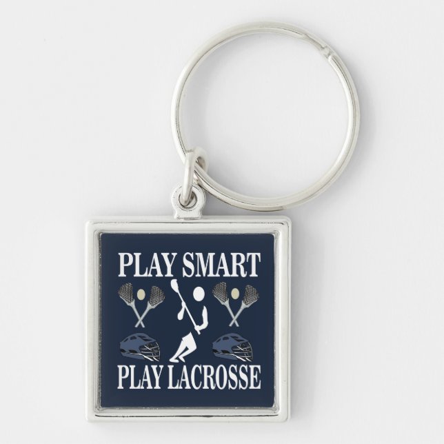 Lacrosse Player Sports Key Ring (Front)