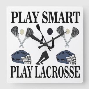 Lacrosse Player Sports Square Wall Clock