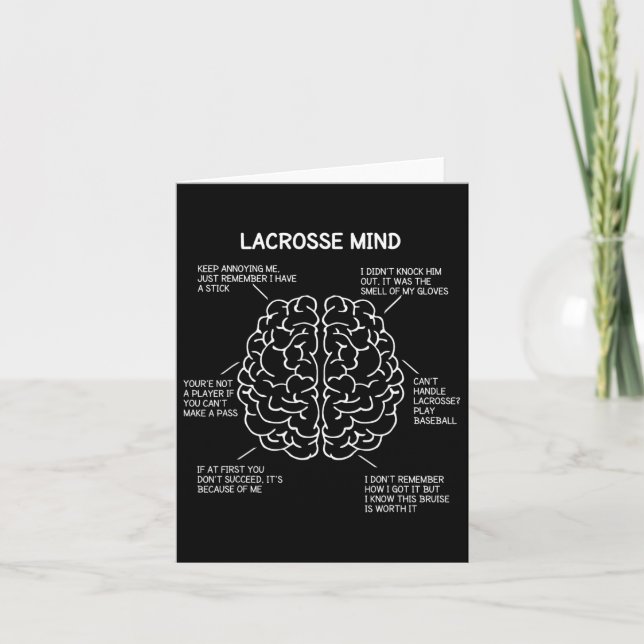 Lacrosse Player Think Sayings Brain Funny Christma Card (Front)