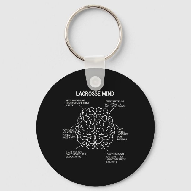 Lacrosse Player Think Sayings Brain Funny Christma Key Ring (Front)