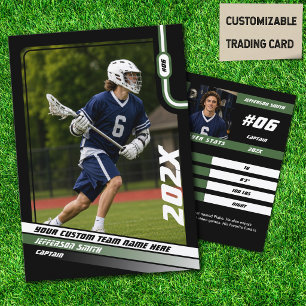 Lacrosse Player Trading Card in Black Green