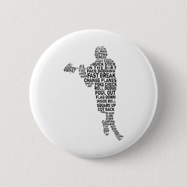 Lacrosse Player Tygraphy  6 Cm Round Badge (Front)
