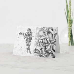 Lacrosse Player Typeography reLAX Christmas Card