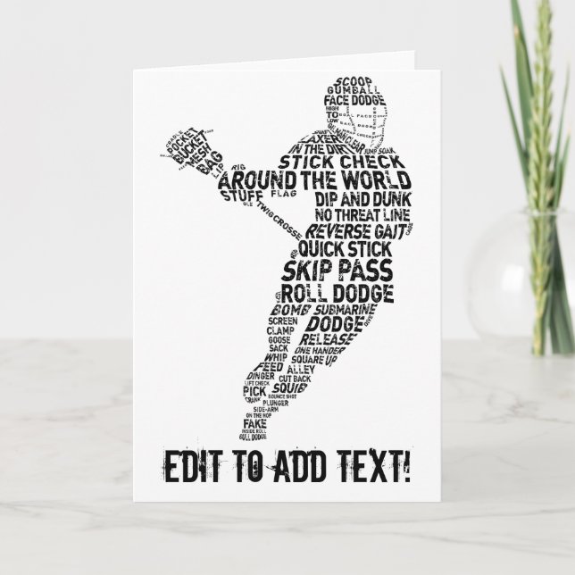 Lacrosse Player Typography Holiday Card (Front)