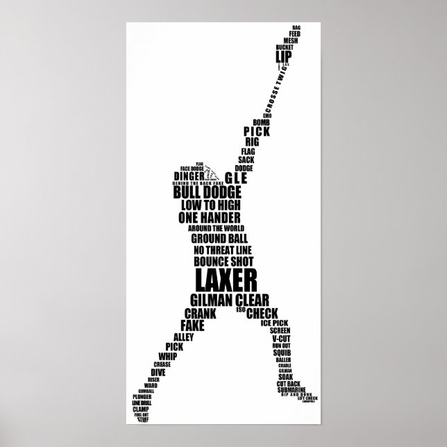 Lacrosse Player Typography Poster (Front)