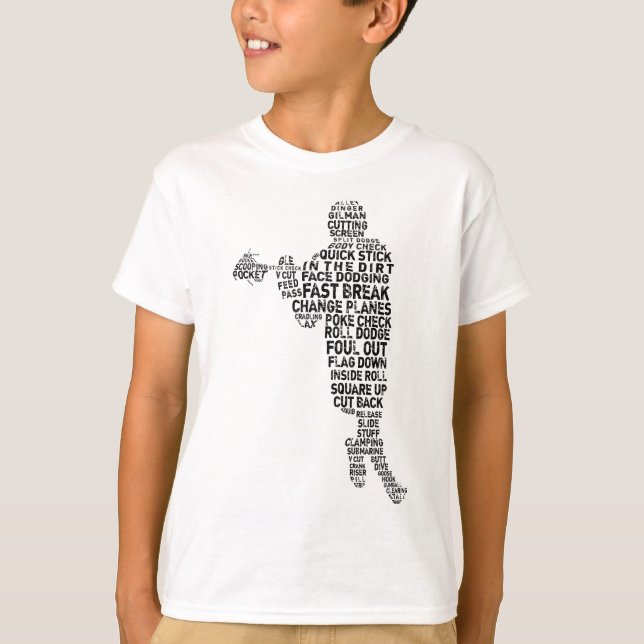 Lacrosse Player Typography T-Shirt (Front)