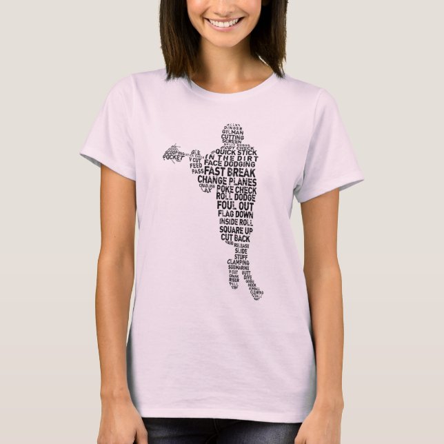 Lacrosse Player Word Art T-Shirt (Front)