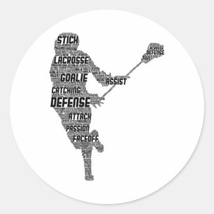 Lacrosse Player Youth Kids Men Boys  Classic Round Sticker