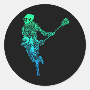 Lacrosse Player Youth Men Boys Kids Classic Round Sticker