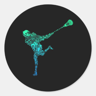 Lacrosse Player Youth Men Kids Boys  Classic Round Sticker