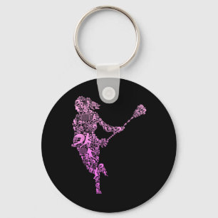 Lacrosse Player Youth Women Girls Kids Key Ring