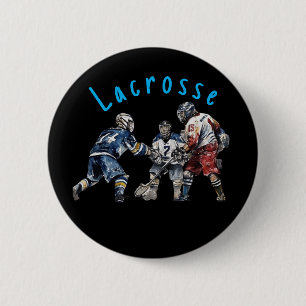 Lacrosse Players  6 Cm Round Badge