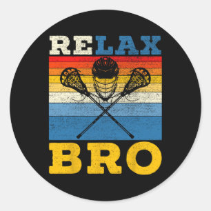 Lacrosse Players Lax Stick Sports Team Retro Classic Round Sticker
