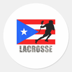 Lacrosse Puerto Rico Flag Fan Vintage Retro Boricu Classic Round Sticker