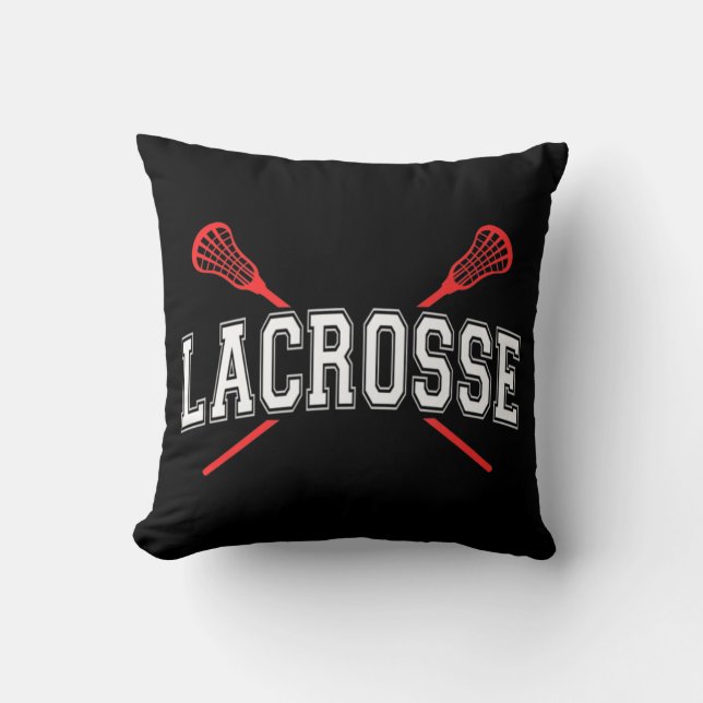 Lacrosse  Red Crossed Sticks  for youth or adult Cushion (Front)
