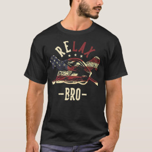 Lacrosse Relax Bro Us Flag Lacrosse Sticks And Hel T-Shirt