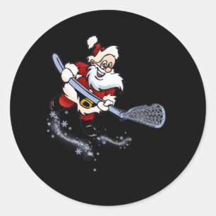 Lacrosse Santa Christmas Cool Lax Sport Ugly X-Mas Classic Round Sticker