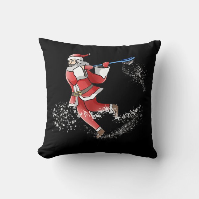 Lacrosse Santa Christmas Cool Lax Sport Ugly X-Mas Cushion (Front)