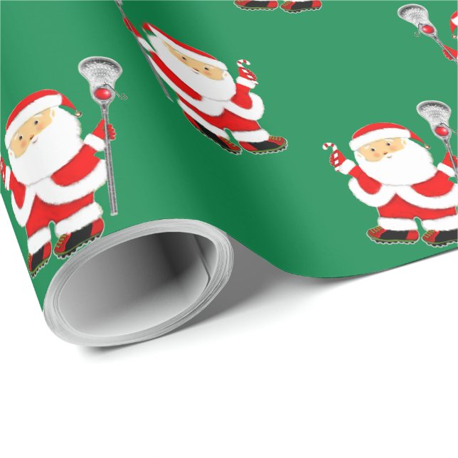 Lacrosse Santa Claus Wrapping Paper (Roll Corner)
