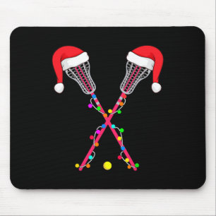 Lacrosse Santa Hat Christmas Lights Funny Sport Xm Mouse Pad