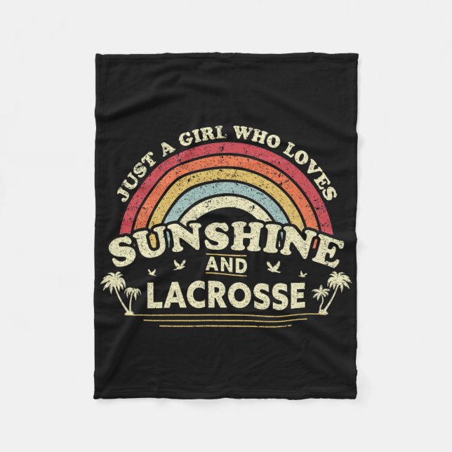 Lacrosse Shirt. A Girl Who Loves Sunshine And Lacr Fleece Blanket (Front)