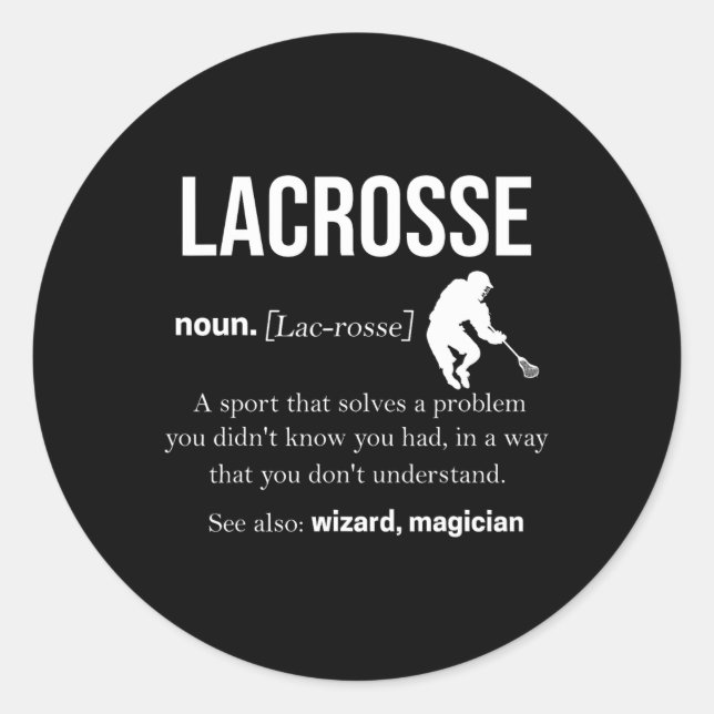Lacrosse Shirts Mens Lacrosse Player Lax Stick 1  Classic Round Sticker (Front)