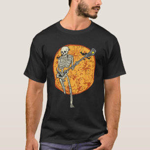 Lacrosse Skeleton Full Moon Sports Halloween Men W T-Shirt