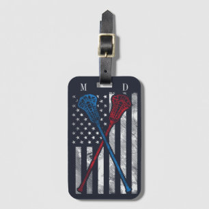 Lacrosse Sports Bats USA Flag Personalised Luggage Tag