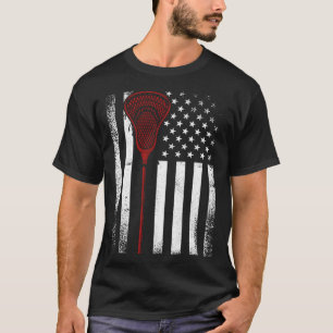 Lacrosse Sports Biggest Fan Family USA American Fl T-Shirt