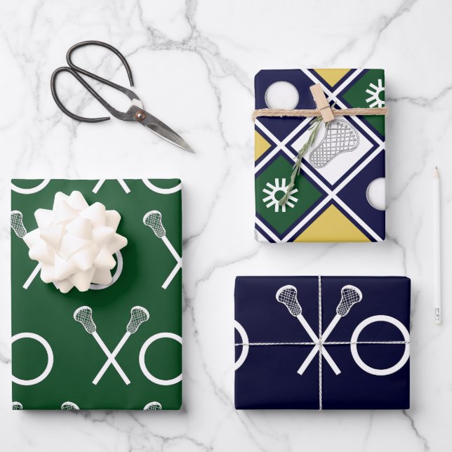 Lacrosse Sports Gift Wrapping Paper Sheets (Front)