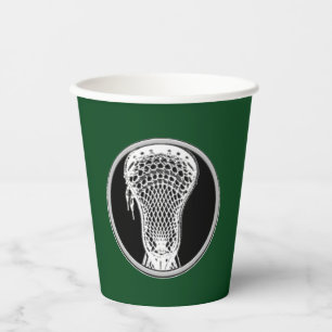 Lacrosse Sports Green Paper Cups