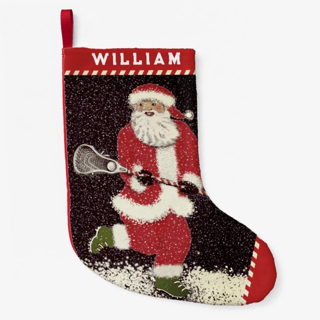 Lacrosse Sports Holiday Gift Small Christmas Stocking (Front)